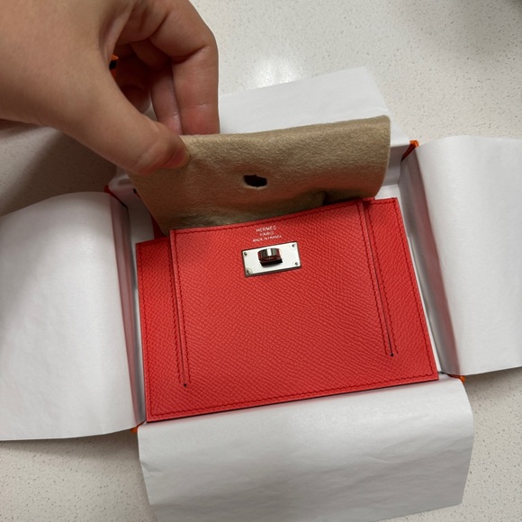 Hermes Kelly Pocket Compact Wallet Rose Texas | NIB - Picture 12 of 12